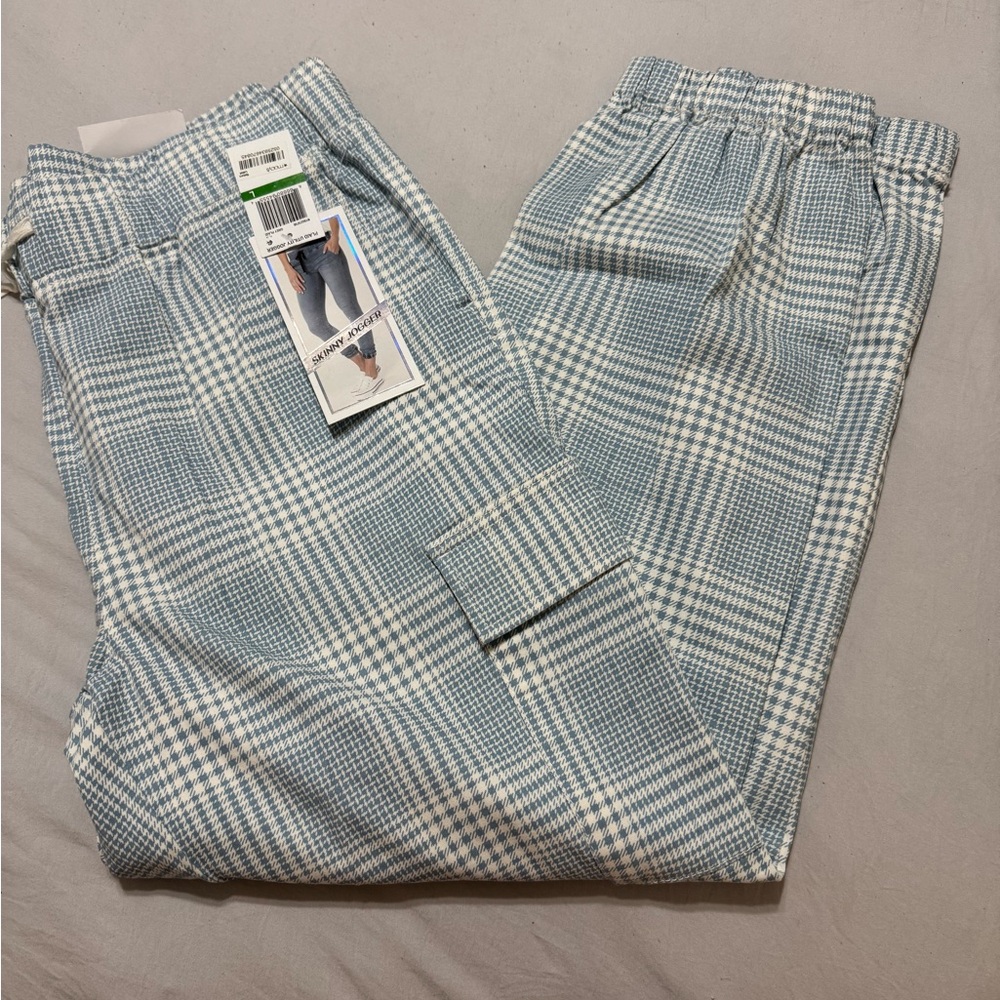 Tinseltown Blue and White Plaid Skinny Pants